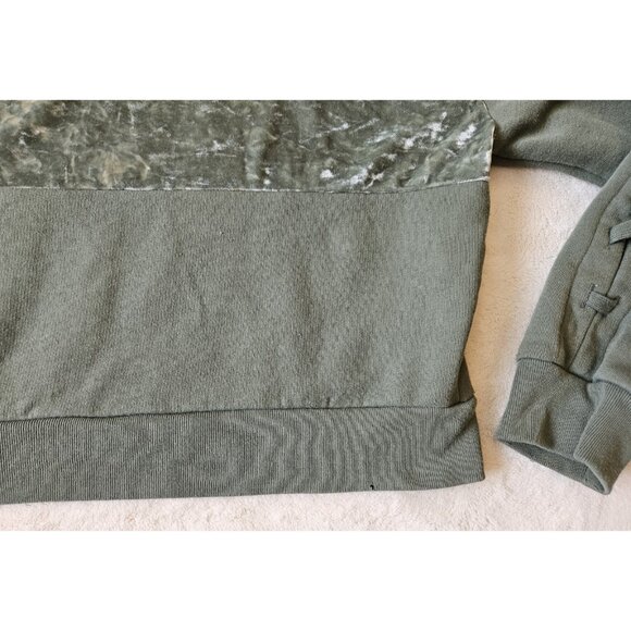 Victoria Secret Fleece Lined Cropped Pullover Sweatshirt Womens M Green Hooded - Picture 9 of 15